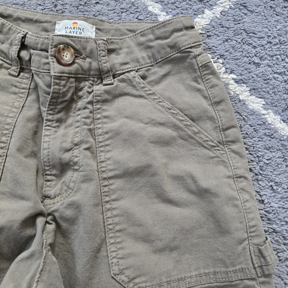 Marine Layer Maya Slim Straight Utility Pant In Olive 4 - Picture 9 of 13
